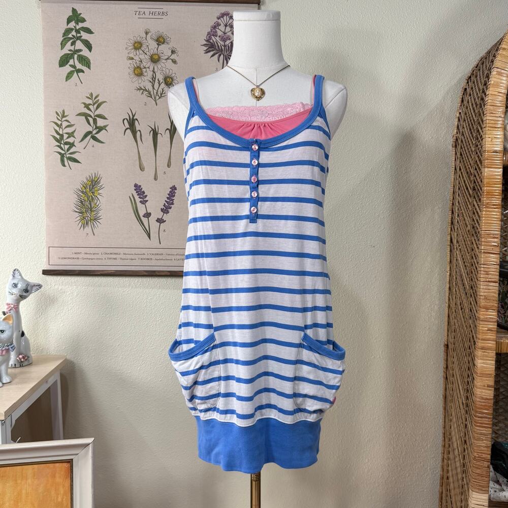 Y2k Victorias Secret PINK Striped Nightgown Slip Dress Preppy Cutecore Bimbo S